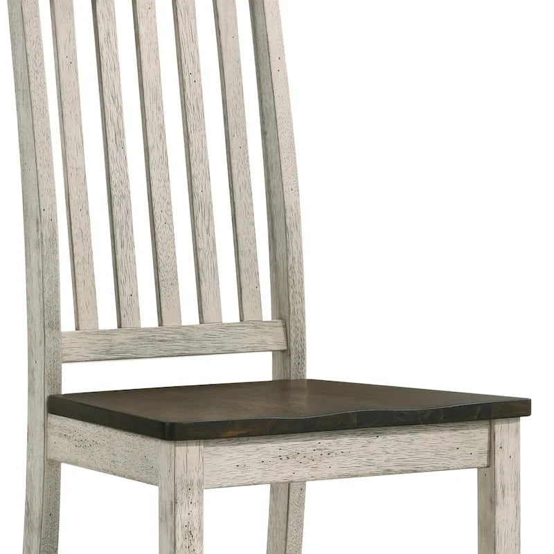 Chaises de salle à manger à lattes arrière en bois blanc antique Derry Farmhouse par Furniture of America (Lot de 2)