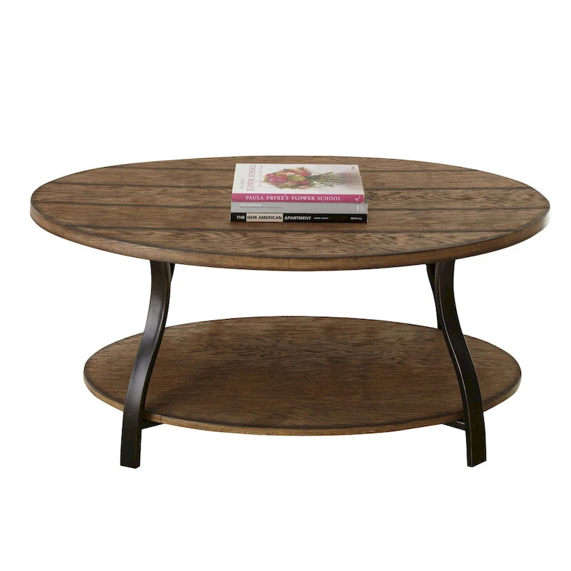 Table basse ovale en bois et métal Steve Silver Buffalo