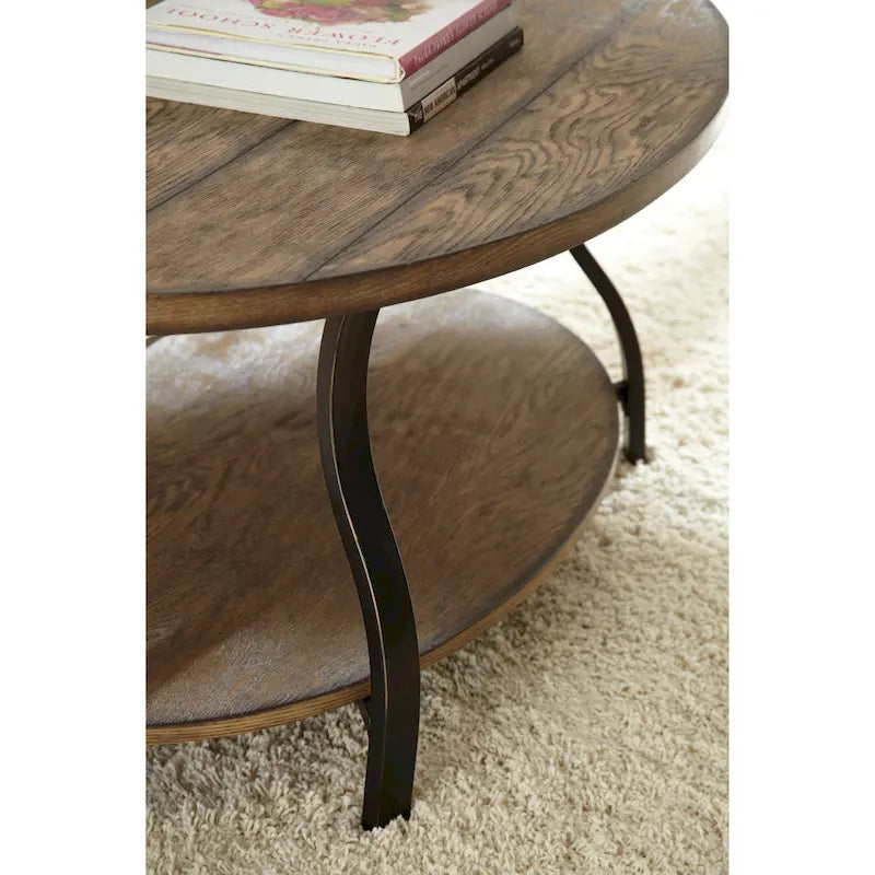 Table basse ovale en bois et métal Steve Silver Buffalo