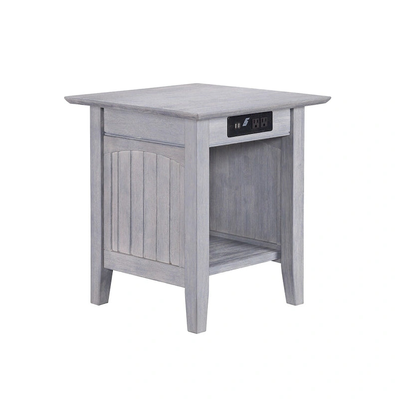Table d'appoint AFI Nantucket avec chargeur intégré couleur bois flotté