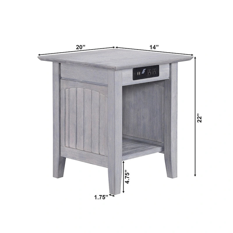 Table d'appoint AFI Nantucket avec chargeur intégré couleur bois flotté