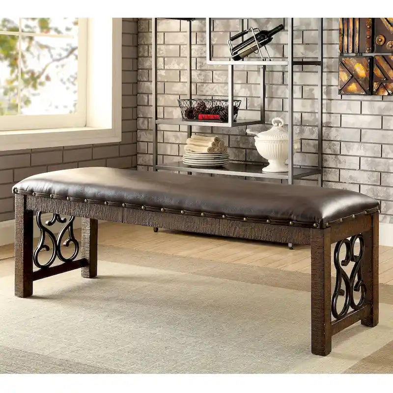 Ławka stołowa Tood Traditional Faux Leather firmy Furniture of America