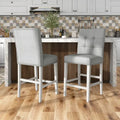 Tia Modern Tufted Grey Counter Chairs (Set of 2) by Furniture of America