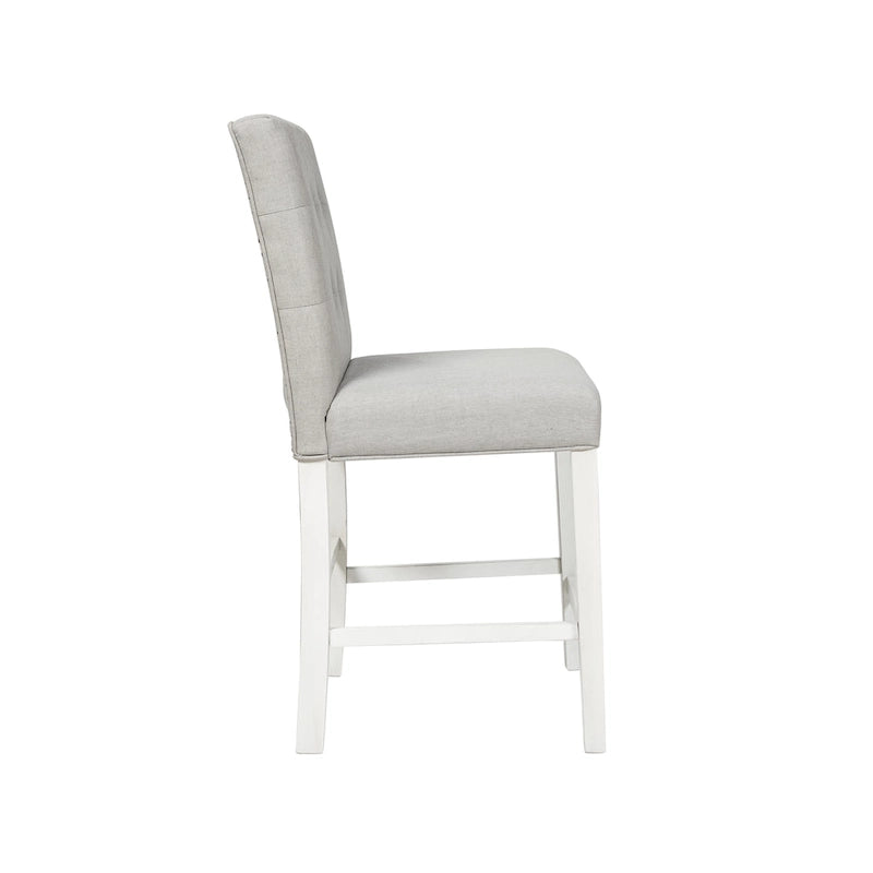 Szare krzesła barowe tapicerowane pikowane Tia (zestaw 2) marki Furniture of America