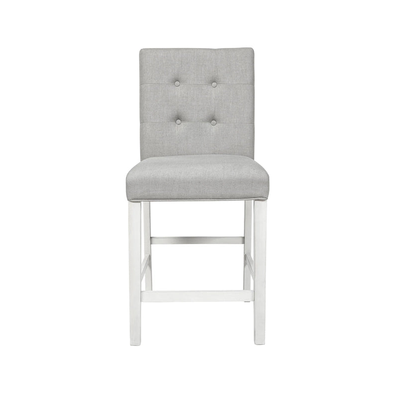 Szare krzesła barowe tapicerowane pikowane Tia (zestaw 2) marki Furniture of America
