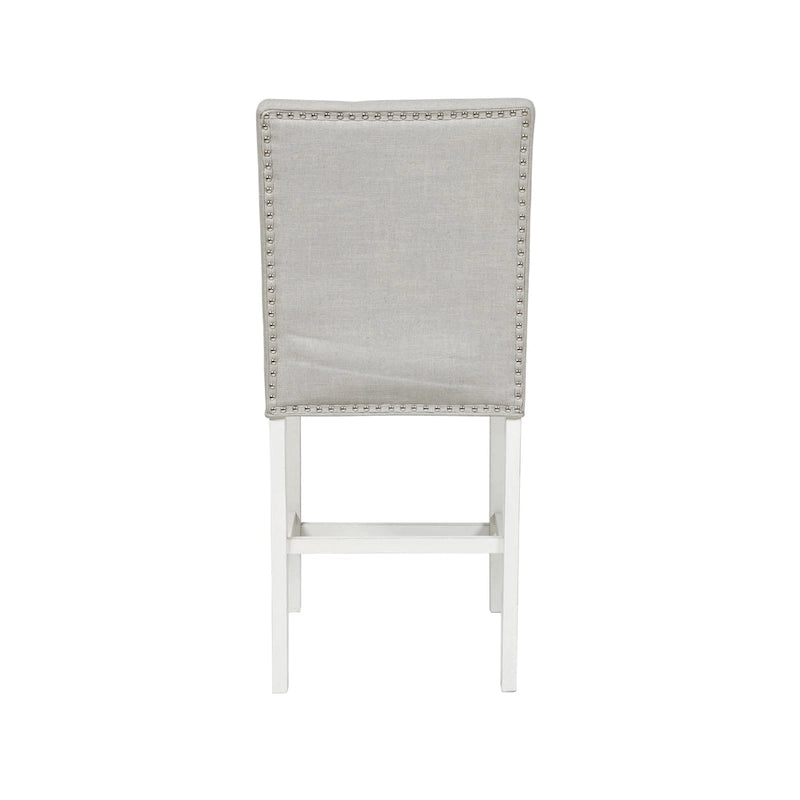 Szare krzesła barowe tapicerowane pikowane Tia (zestaw 2) marki Furniture of America