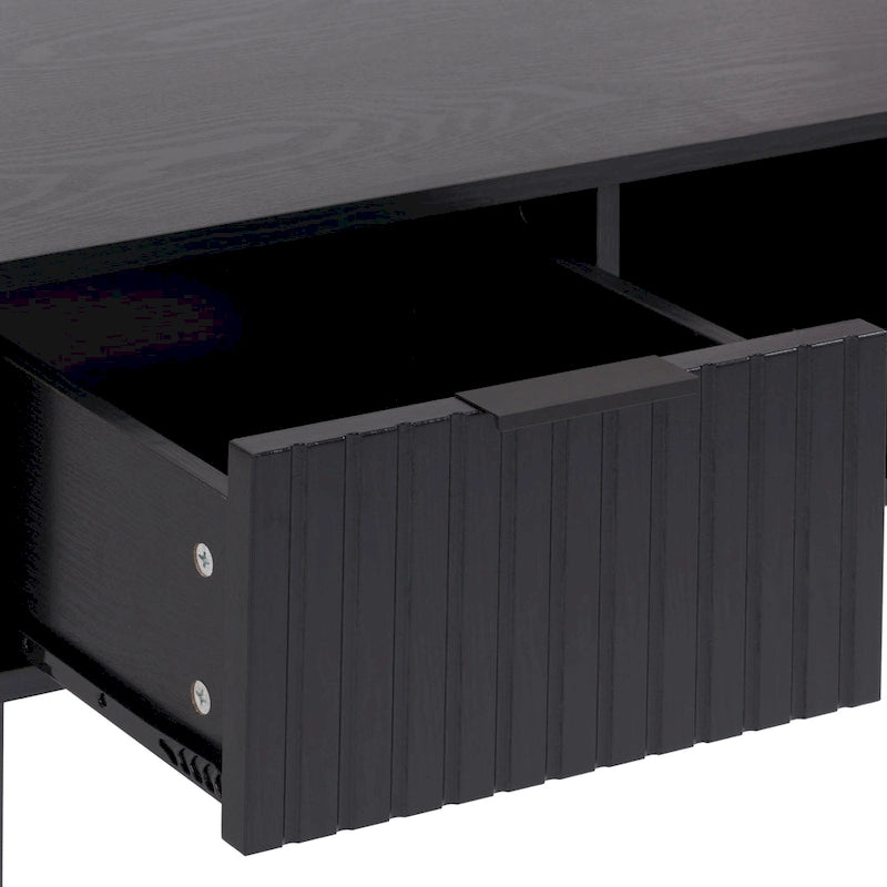 Table basse cannelée Alexander avec tiroir