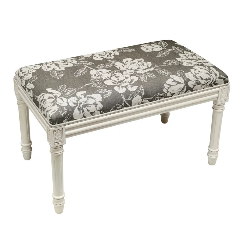 Banc Magnolia gris avec finition blanc antique