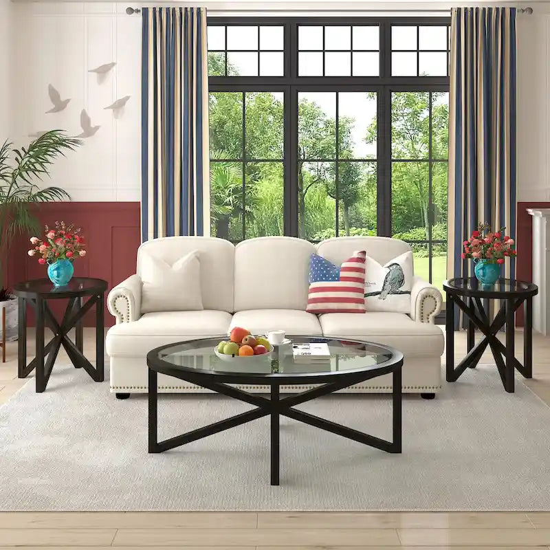 Współczesny szklany stolik kawowy z drewnianą podstawą