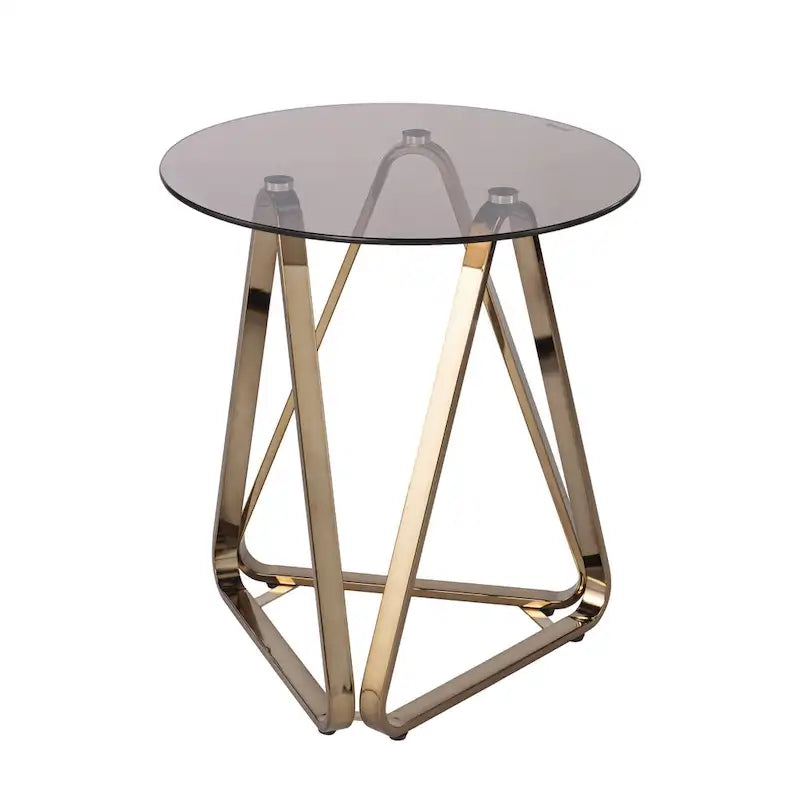 24 Table d'appoint ronde en verre à champagne et fer - 22x22x24.25