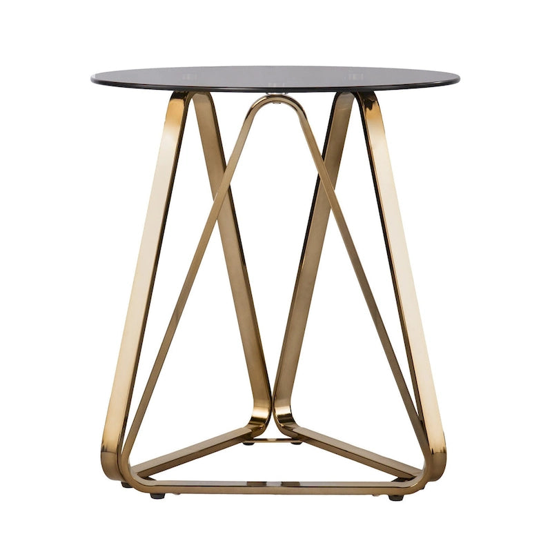 24 Table d'appoint ronde en verre à champagne et fer - 22x22x24.25