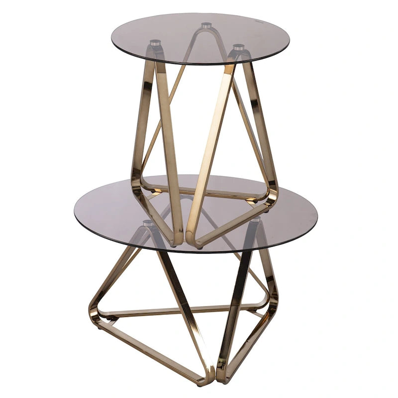 24 Table d'appoint ronde en verre à champagne et fer - 22x22x24.25