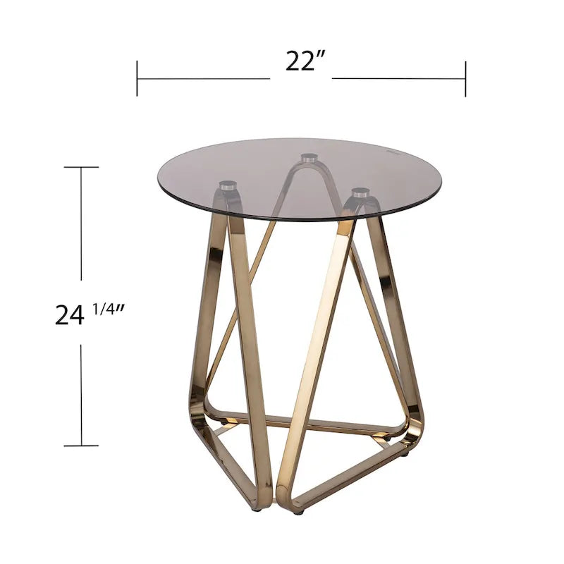 24 Table d'appoint ronde en verre à champagne et fer - 22x22x24.25