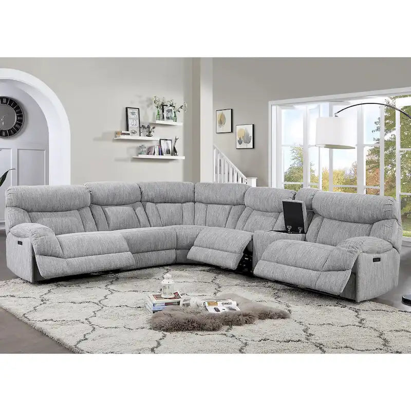 Steve Silver Palisade 6-częściowa szara sofa narożna z elektrycznym rozkładaniem