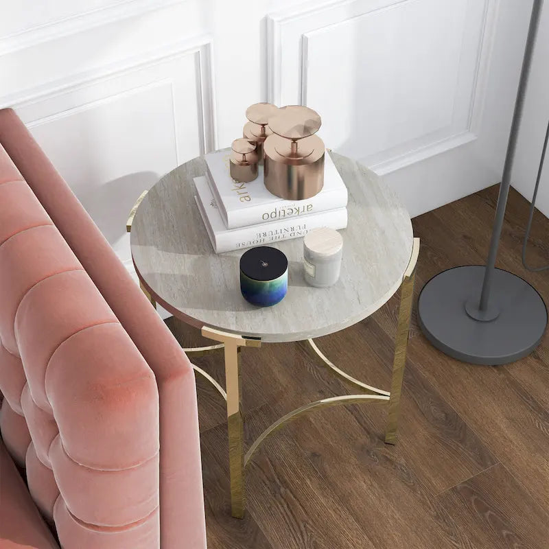 Table d'appoint Brickelle Glam en faux marbre de 24 pouces par Furniture of America