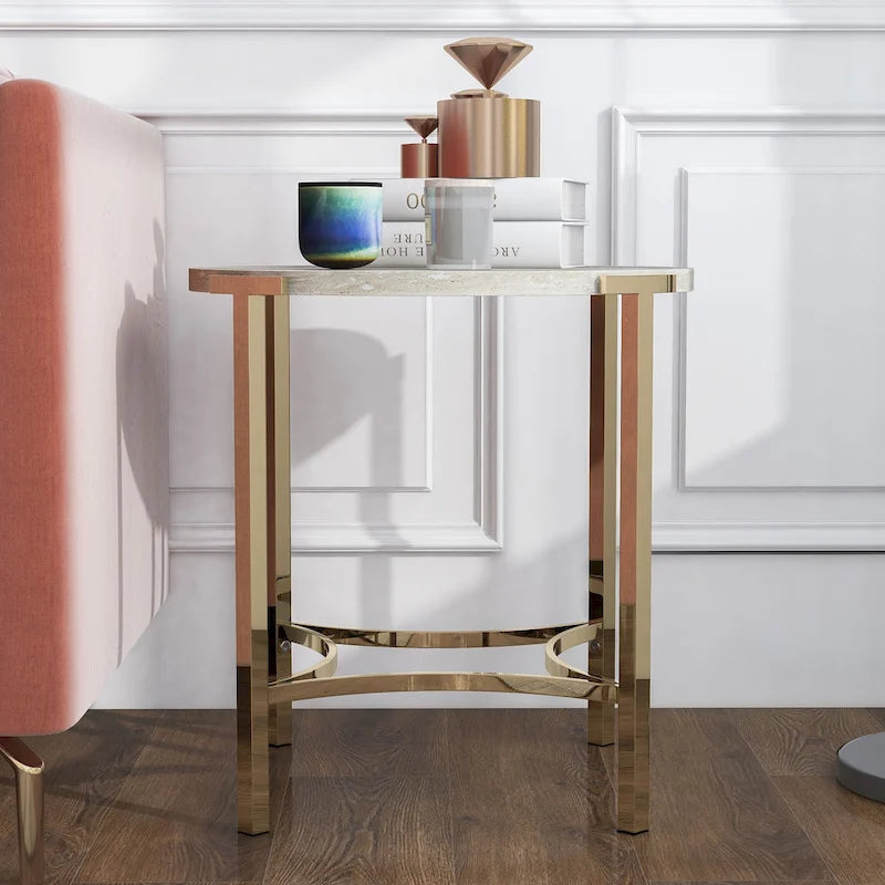 Table d'appoint Brickelle Glam en faux marbre de 24 pouces par Furniture of America