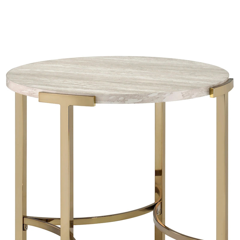 Table d'appoint Brickelle Glam en faux marbre de 24 pouces par Furniture of America