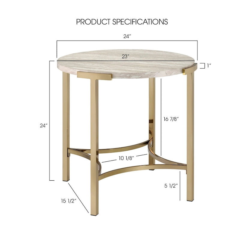 Table d'appoint Brickelle Glam en faux marbre de 24 pouces par Furniture of America