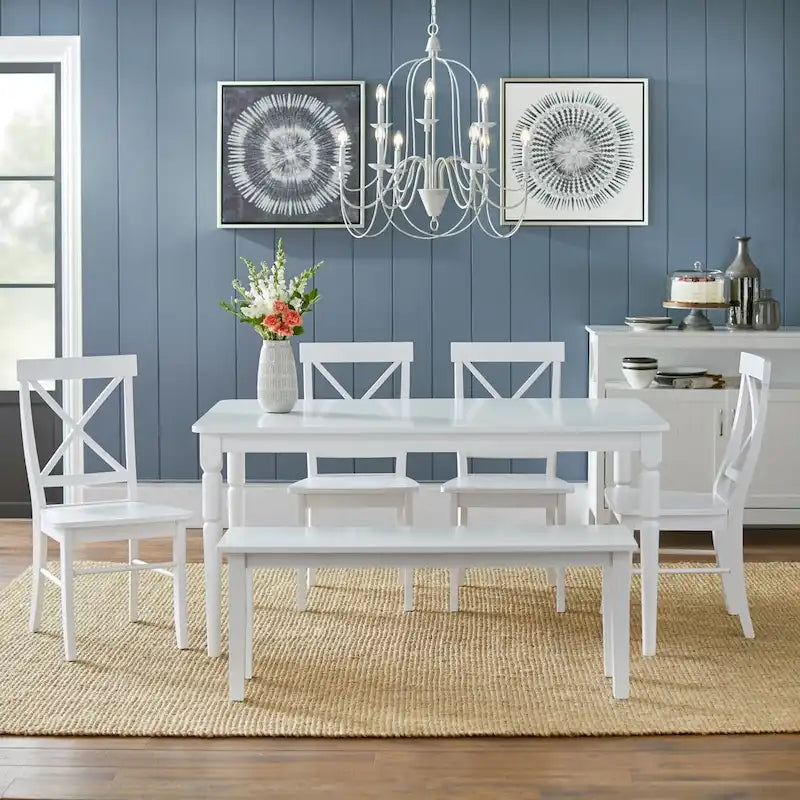 Prosta ławka do jadalni Simple Living Tiffany w kolorze białym