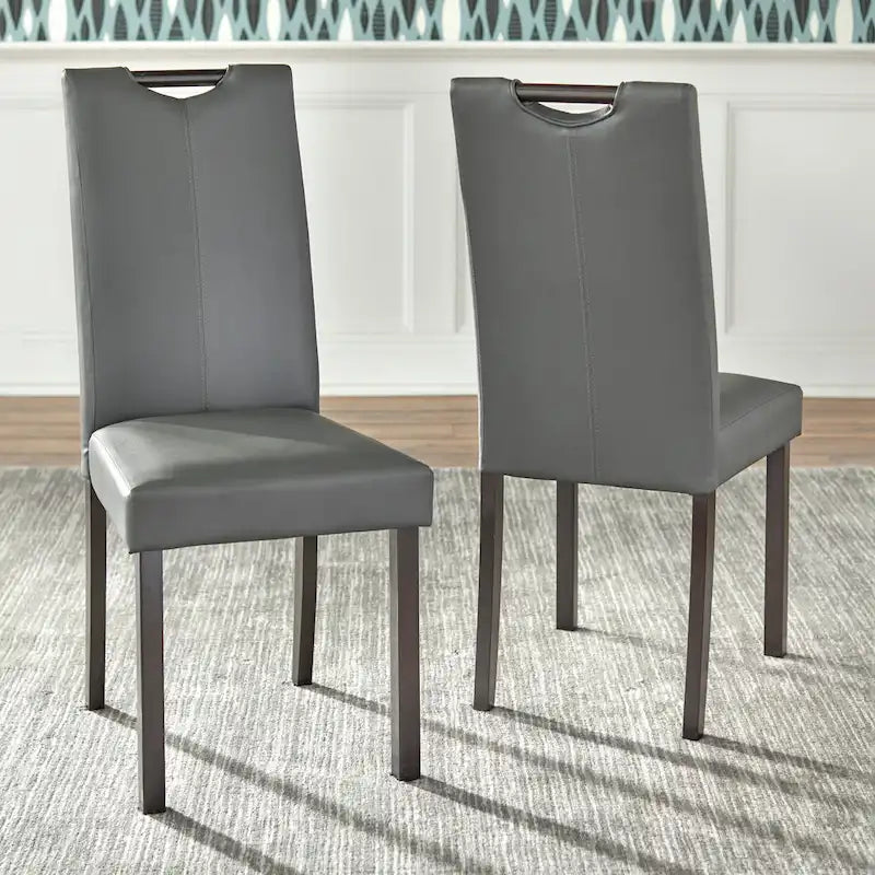 Zestaw 7-częściowy do jadalni Simple Living Tilo, z ekoskóry w kolorze szarym i drewna wenge
