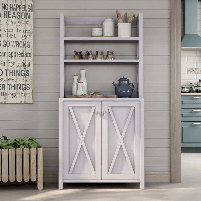 Meuble de cuisine pour micro-ondes multi-étagères en bois rustique Figg par Furniture of America