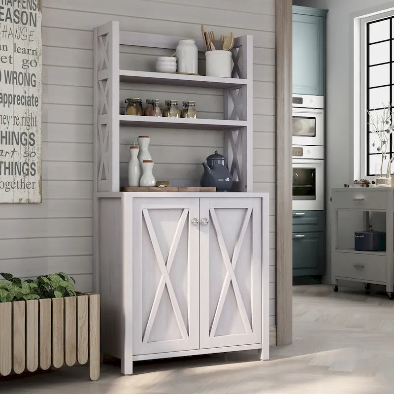Meuble de cuisine pour micro-ondes multi-étagères en bois rustique Figg par Furniture of America