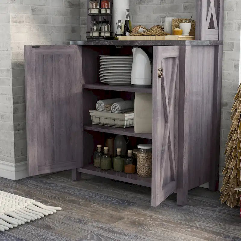 Meuble de cuisine pour micro-ondes multi-étagères en bois rustique Figg par Furniture of America