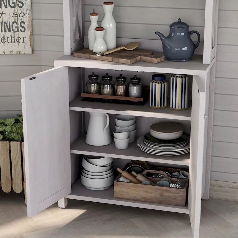 Meuble de cuisine pour micro-ondes multi-étagères en bois rustique Figg par Furniture of America