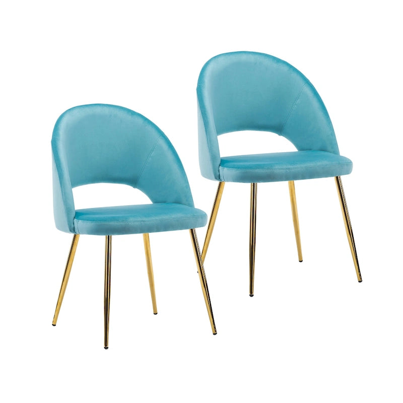 Chaises de salle à manger en velours Batia de Porthos Home avec pieds en métal doré (lot de 2)