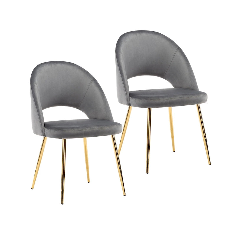 Chaises de salle à manger en velours Batia de Porthos Home avec pieds en métal doré (lot de 2)