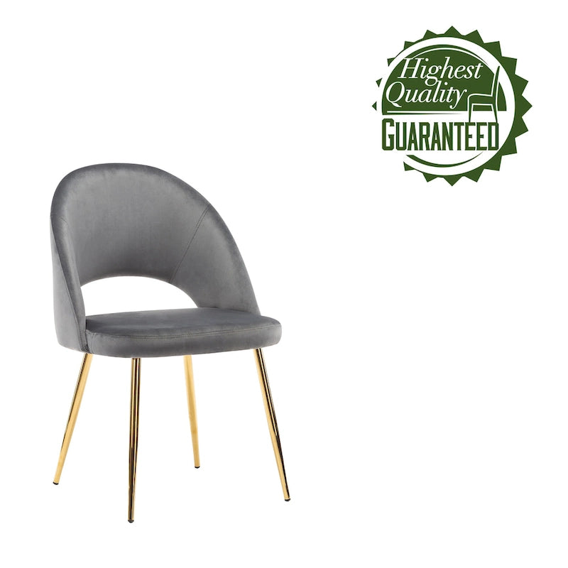 Chaises de salle à manger en velours Batia de Porthos Home avec pieds en métal doré (lot de 2)