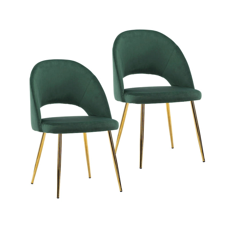 Chaises de salle à manger en velours Batia de Porthos Home avec pieds en métal doré (lot de 2)