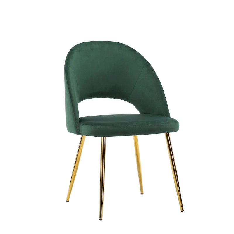 Chaises de salle à manger en velours Batia de Porthos Home avec pieds en métal doré (lot de 2)