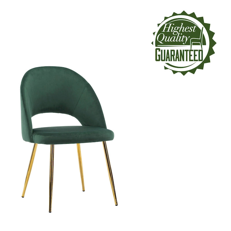 Chaises de salle à manger en velours Batia de Porthos Home avec pieds en métal doré (lot de 2)