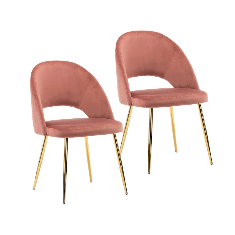 Chaises de salle à manger en velours Batia de Porthos Home avec pieds en métal doré (lot de 2)