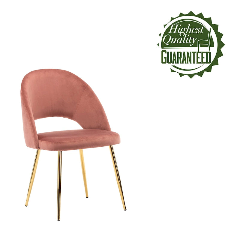 Chaises de salle à manger en velours Batia de Porthos Home avec pieds en métal doré (lot de 2)
