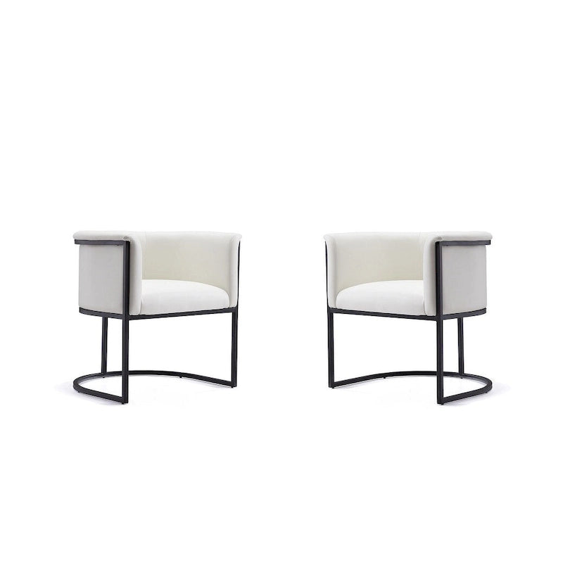 Chaise de salle à manger Bali (lot de 2) en similicuir noir et couleur selle