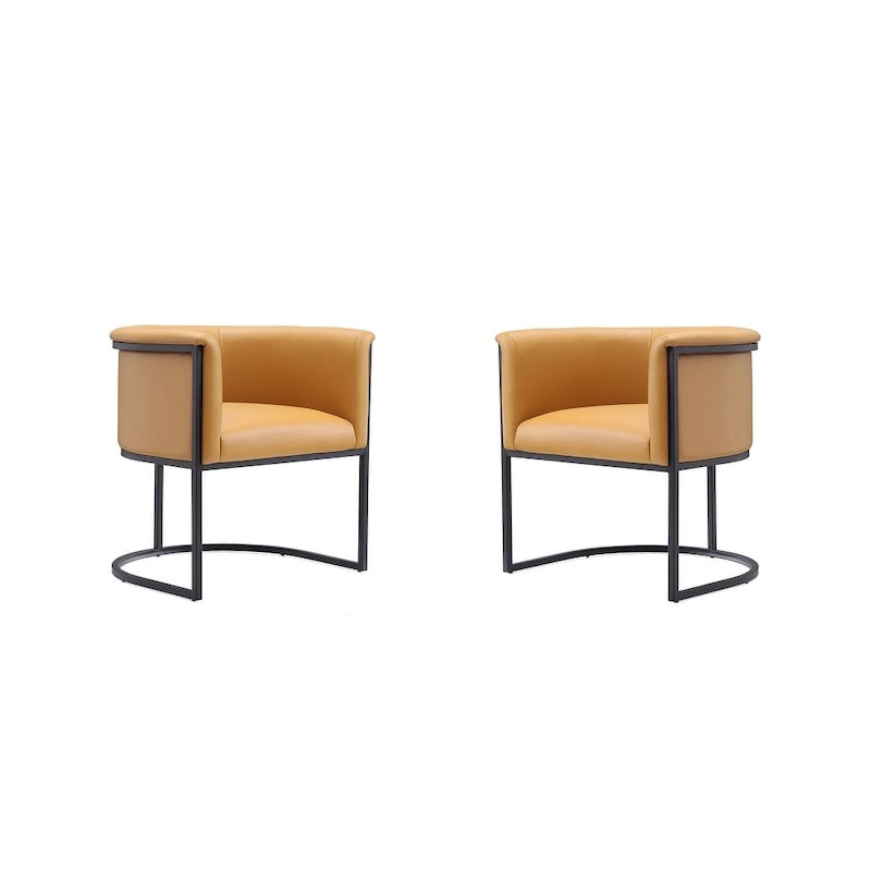 Chaise de salle à manger Bali (lot de 2) en similicuir noir et couleur selle