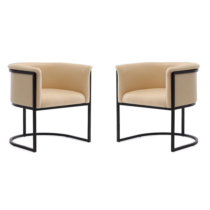 Chaise de salle à manger Bali (lot de 2) en similicuir noir et couleur selle