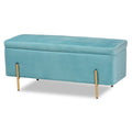 Banc de rangement en métal rembourré en velours Rockwell, style contemporain, glamour et luxe