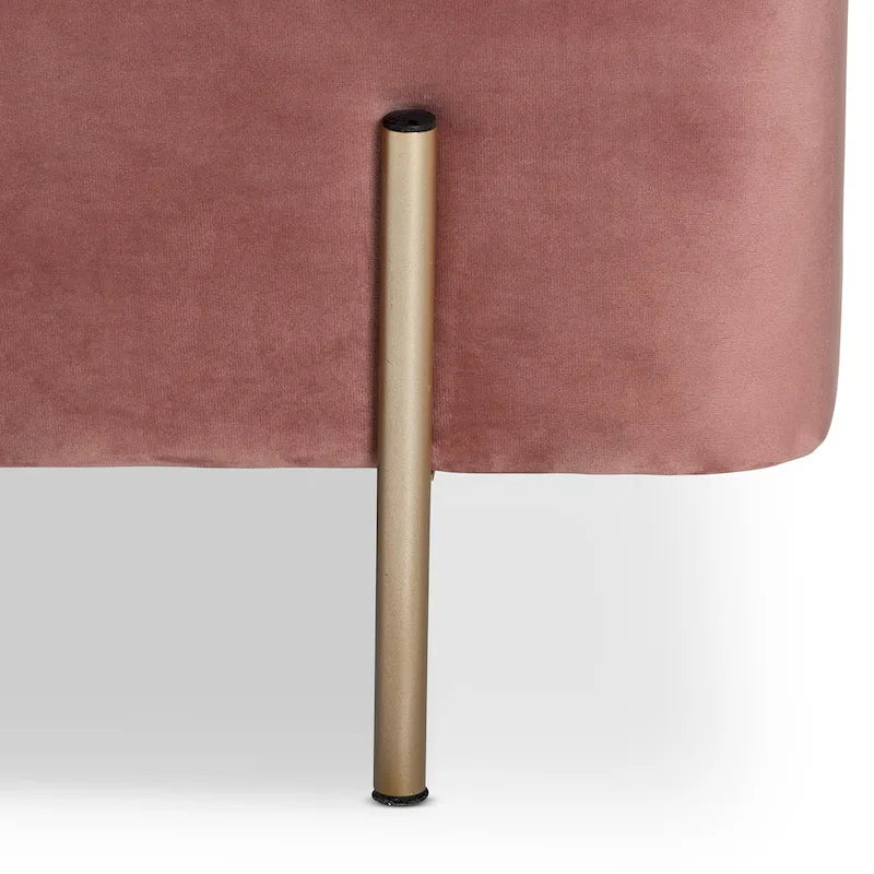 Banc de rangement en métal rembourré en velours Rockwell, style contemporain, glamour et luxe