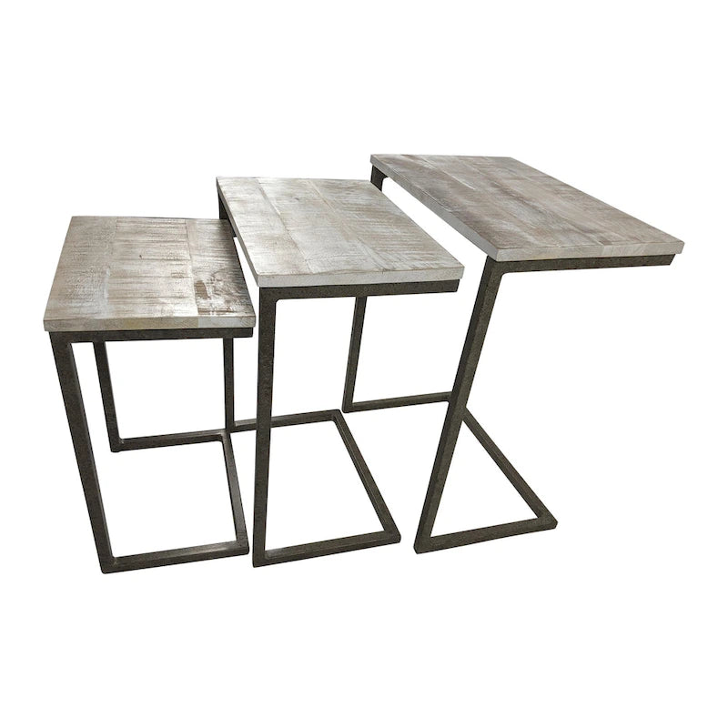 Tables gigognes Addison Carolina Living - Blanc délavé