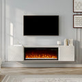 Meuble TV mural MDF de 67 po avec foyer électrique de 36 po