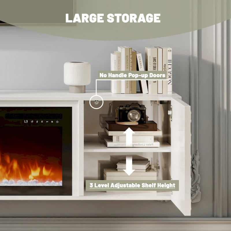 Meuble TV mural MDF de 67 po avec foyer électrique de 36 po