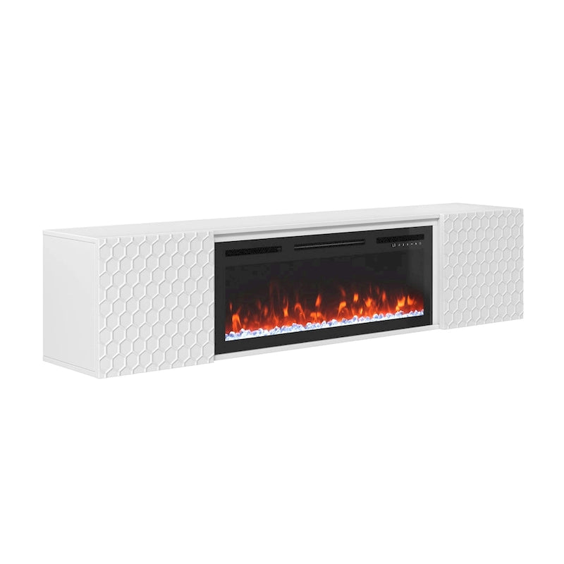 Meuble TV mural MDF de 67 po avec foyer électrique de 36 po