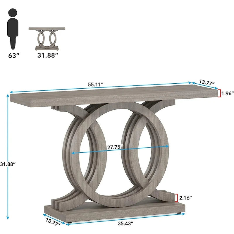 55 cali Konsola w stylu farmhouse z geometryczną podstawą