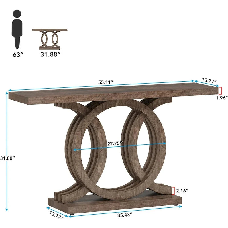 55 cali Konsola w stylu farmhouse z geometryczną podstawą