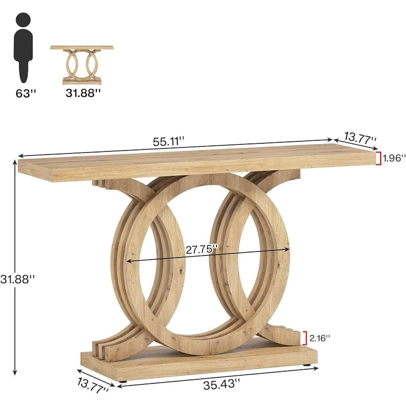 55 cali Konsola w stylu farmhouse z geometryczną podstawą