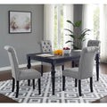 Ensemble de salle à manger Roundhill Furniture Leviton en bois style urbain, finition délavée foncée, pieds tournés : Table et 4 chaises