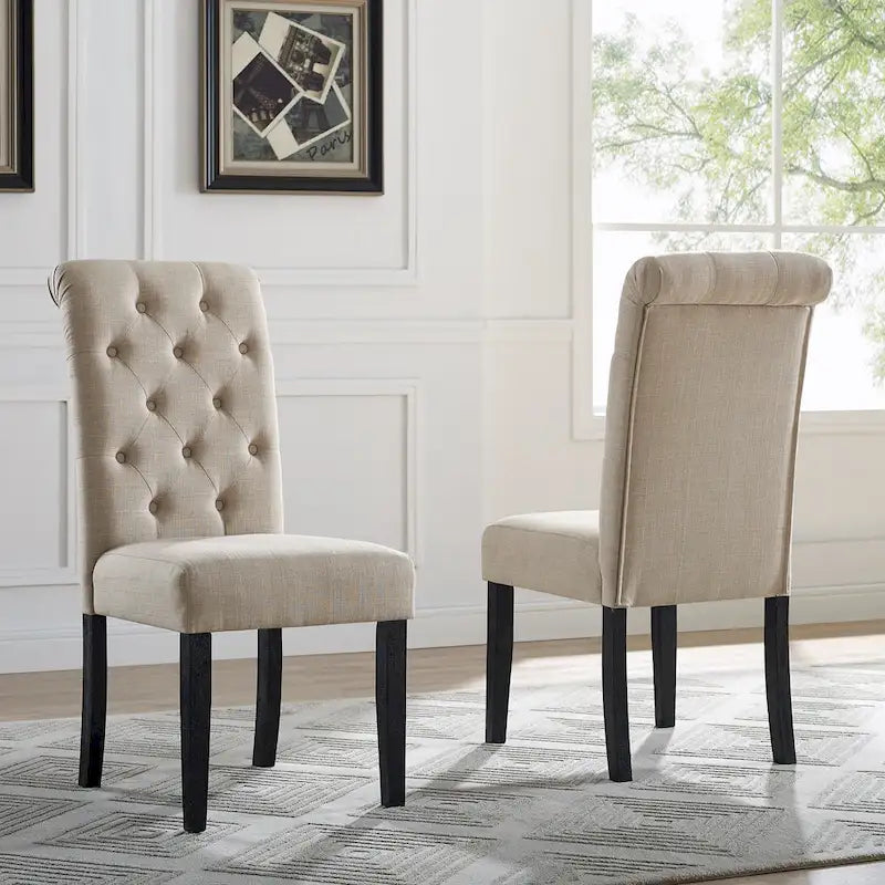 Ensemble de salle à manger Roundhill Furniture Leviton en bois style urbain, finition délavée foncée, pieds tournés : Table et 4 chaises